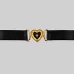 SOLEMN. Black Enamel Heart Satin Choker - Gold