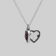Gothic enamel red heart locket georgian inspired necklace silver
