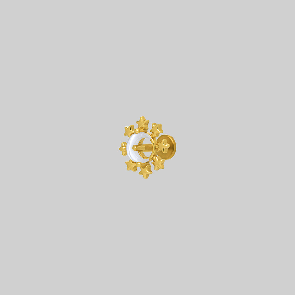 gold moon stars whimsygoth ear stud