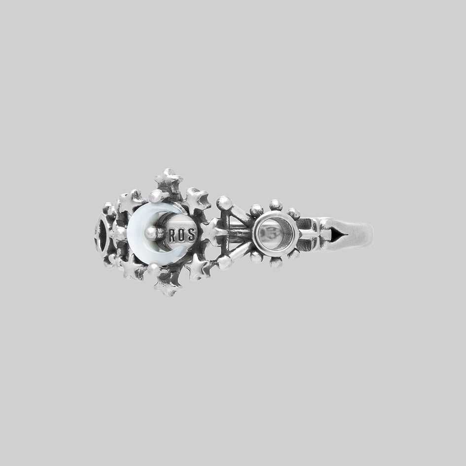 silver celestial moon sun statement ring