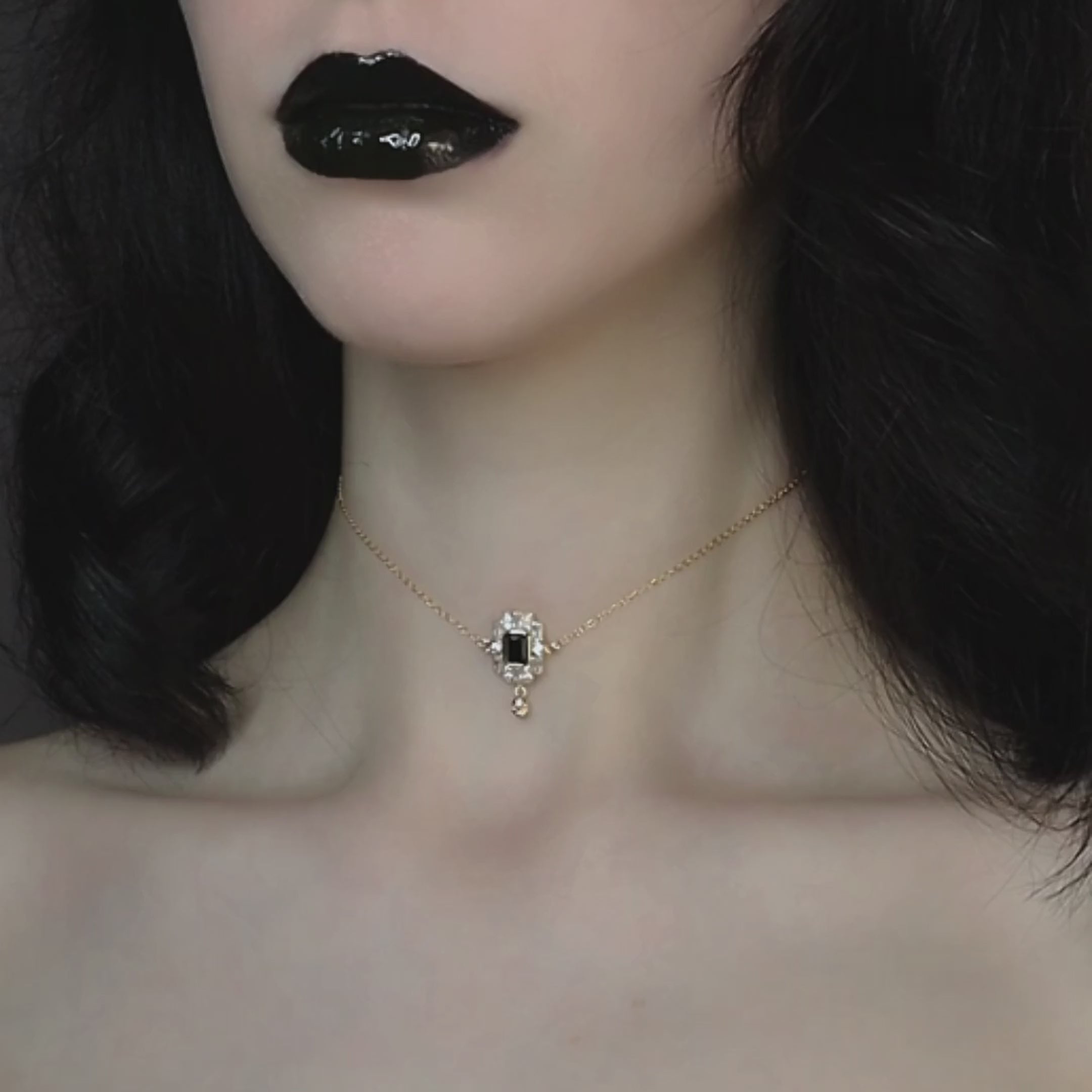 DECO. Skull & Black Spinel Statement Choker - Gold