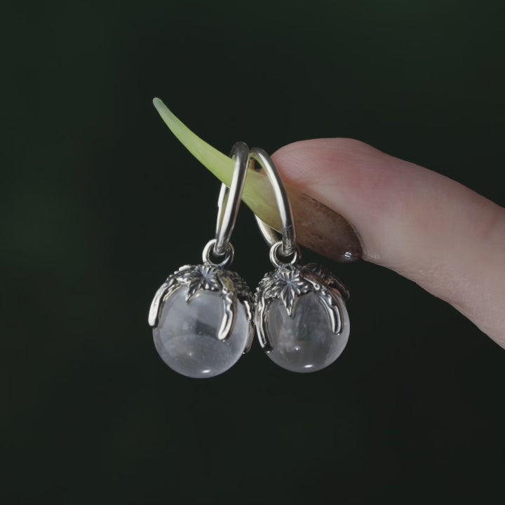 Crystal ball hoop earrings