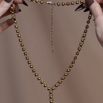 Gold lariat chunky chain necklace