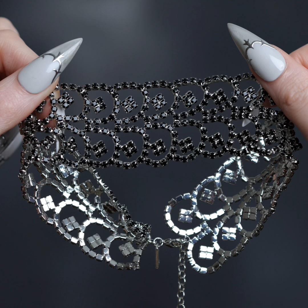 Video of Brenna wide dazzle chain choker with cubic zirconia