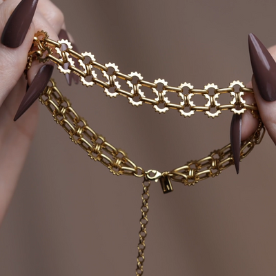 gothic double layer collar choker