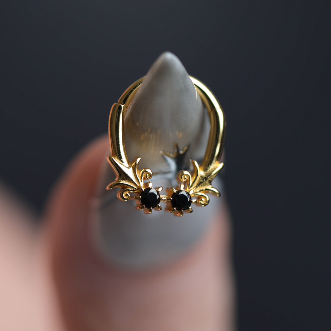 Video of Fiora heraldic lily black onyx septum clicker ring