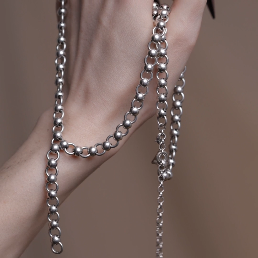  silver lariat statement chunky necklace