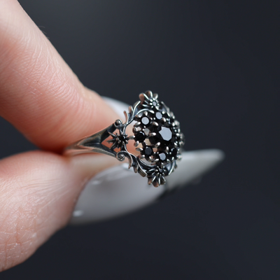 Video of Estienne heraldic lily black onyx cluster ring