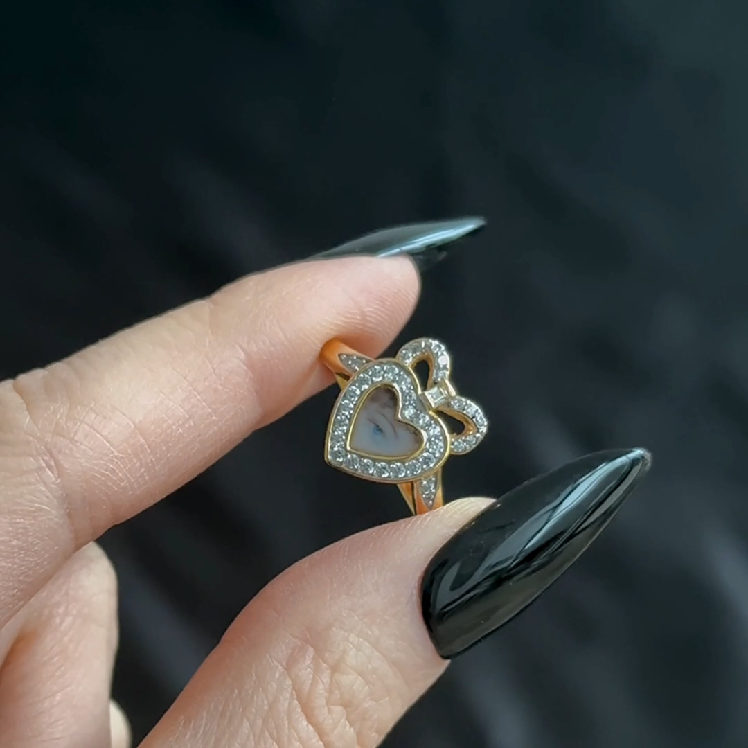 eye cubic zirconia heart dainty bow gold ring