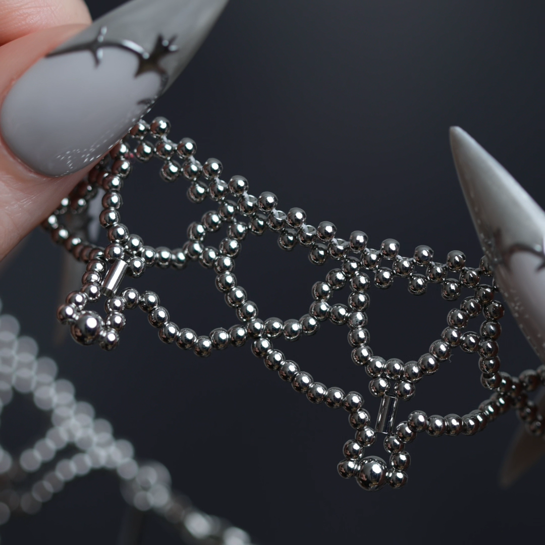 Video of Ninette tracery metal beaded collar