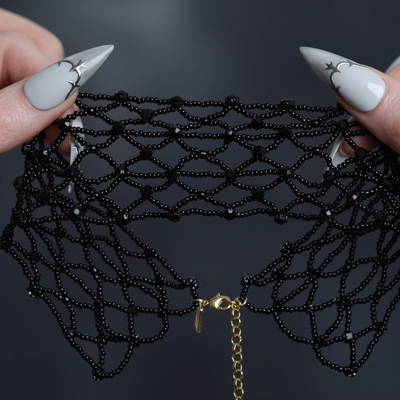 Video of Elspeth wide glass beaded choker