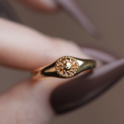 gothic sun signet celestial ring