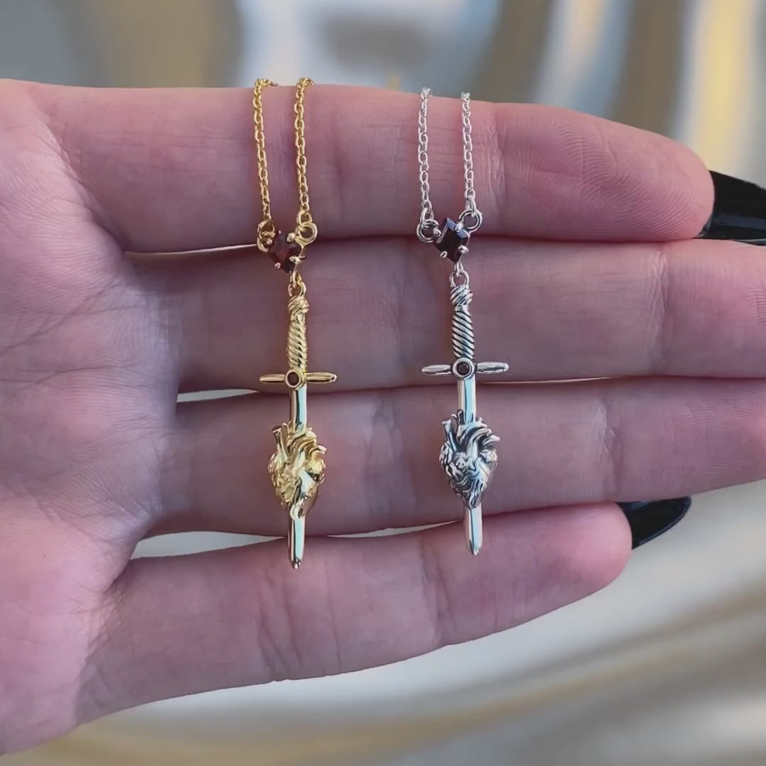 Hearting Sword Pendant 真鍮 ALL MY HEART. Sword & Heart Necklace - Gold