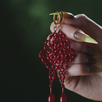 Beaded chandelier drop earrings with hoops