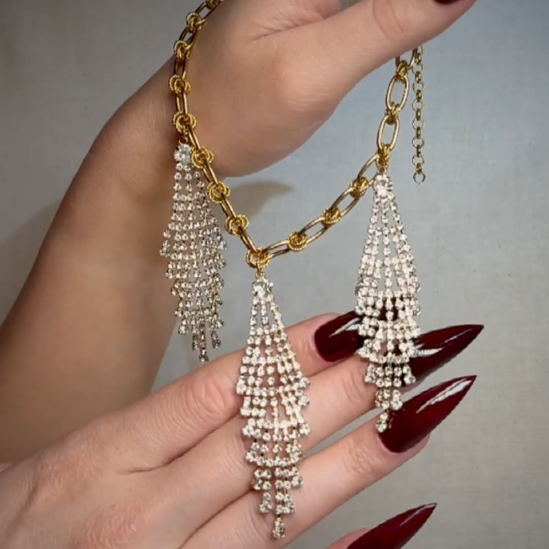 gold chandelier sparkle collar necklace