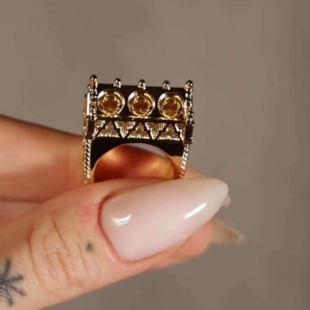 secret tomb gothic cathedral double gold ring