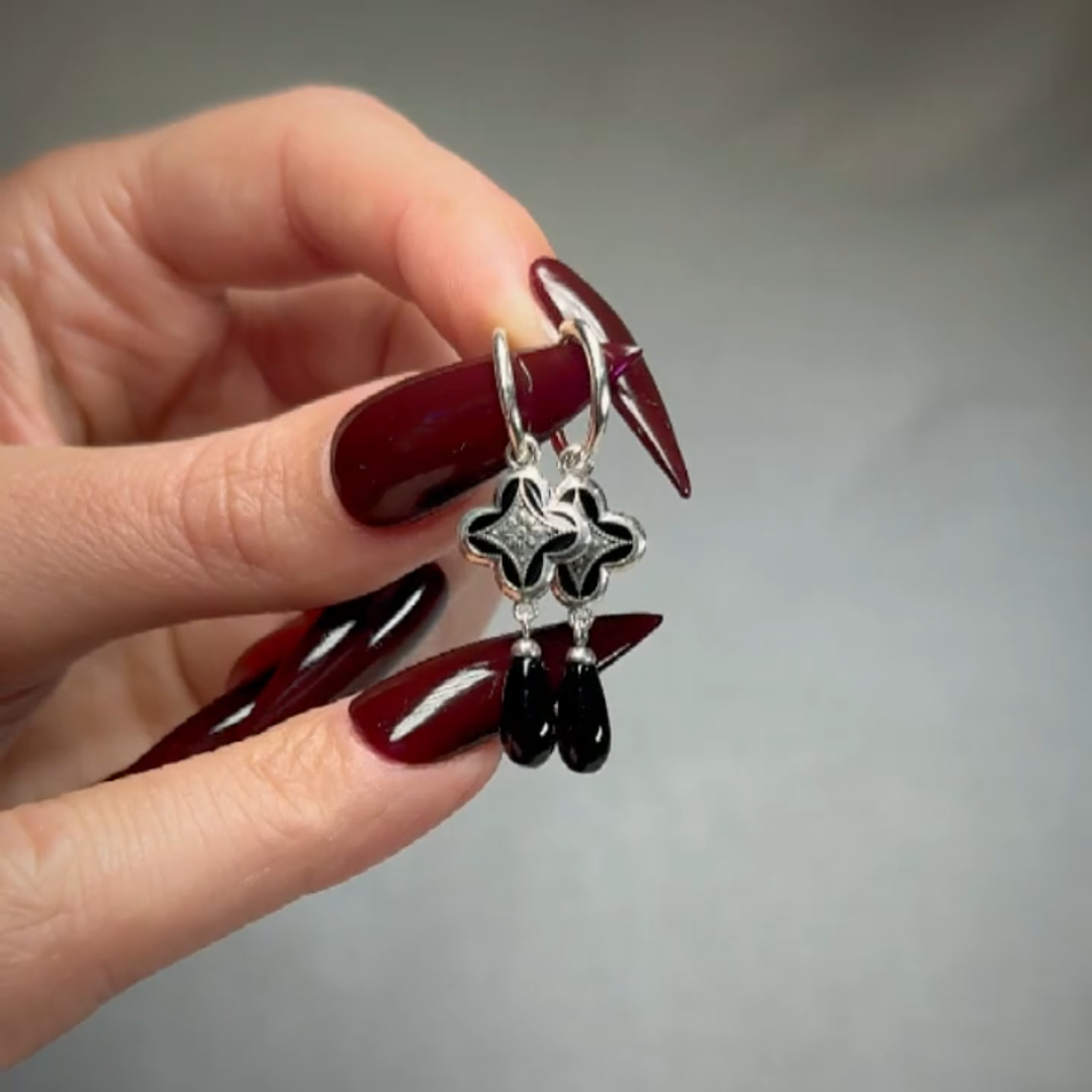 silver gothic vintage inspired hoop earrings