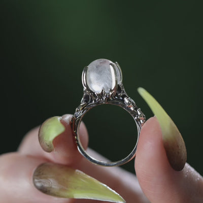 Crystal ball ring with ivy band