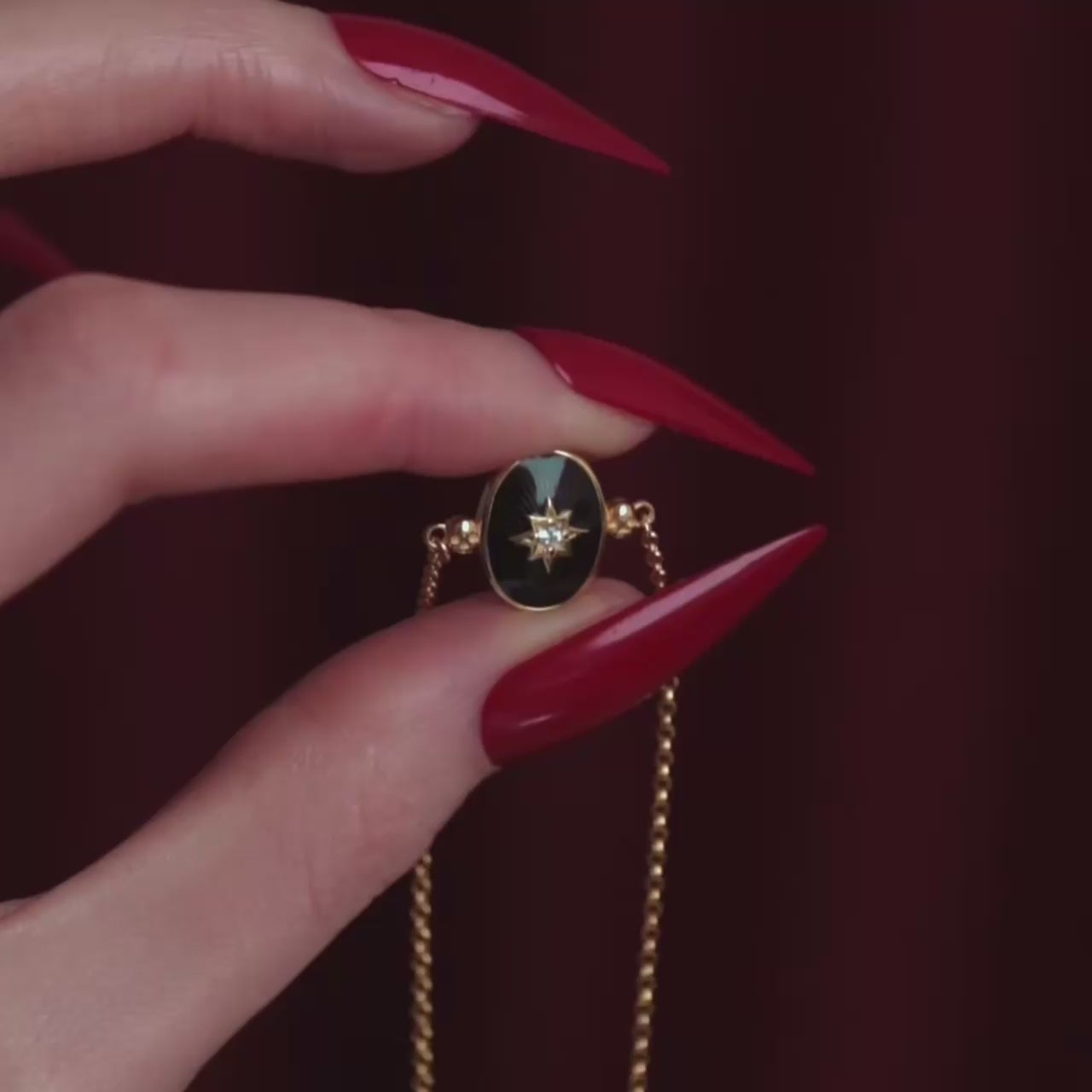 Hereafter black enamel star bracelet