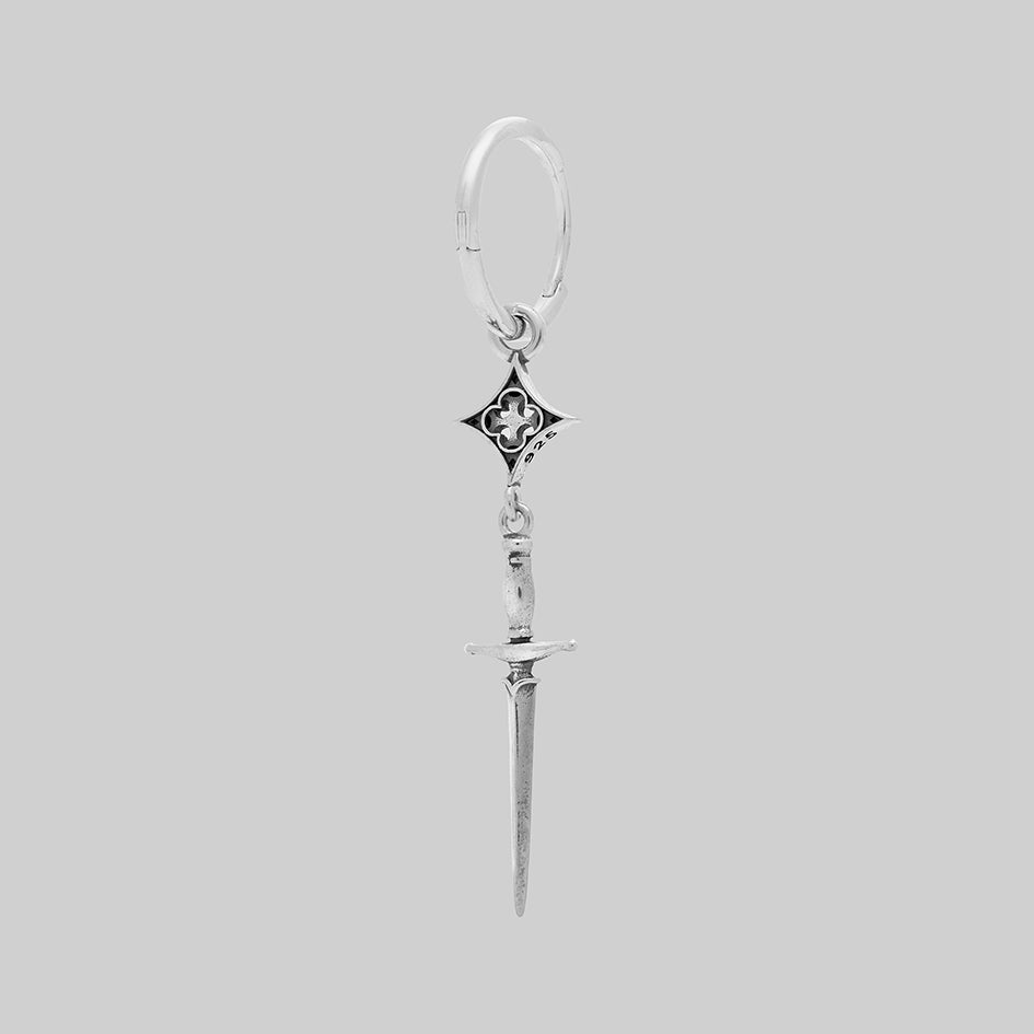 silver dagger vintage gothic hoop earrings