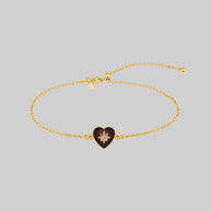 red heart shaped gothic ornate gold dainty bracelet