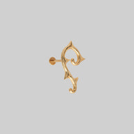 gold thorn stud earring right ear