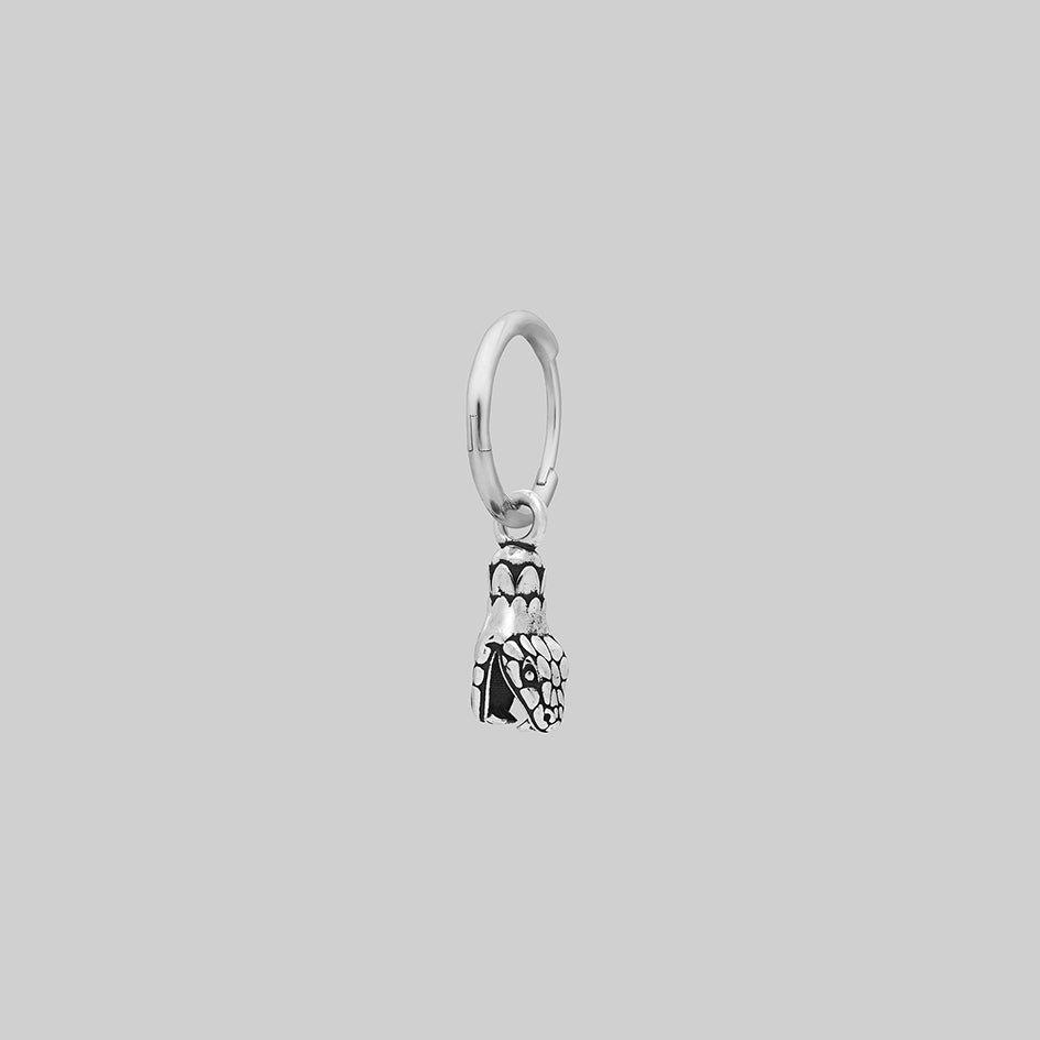 Silver snake head hoop dainty gothic earrings