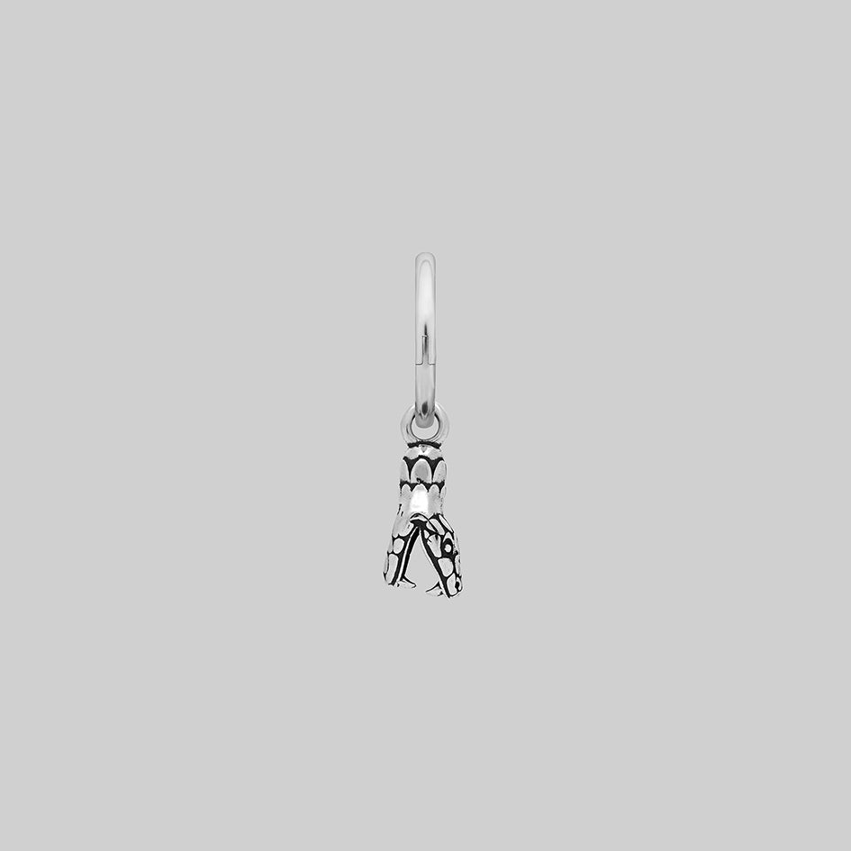 Silver snake hoop gothic earrings 