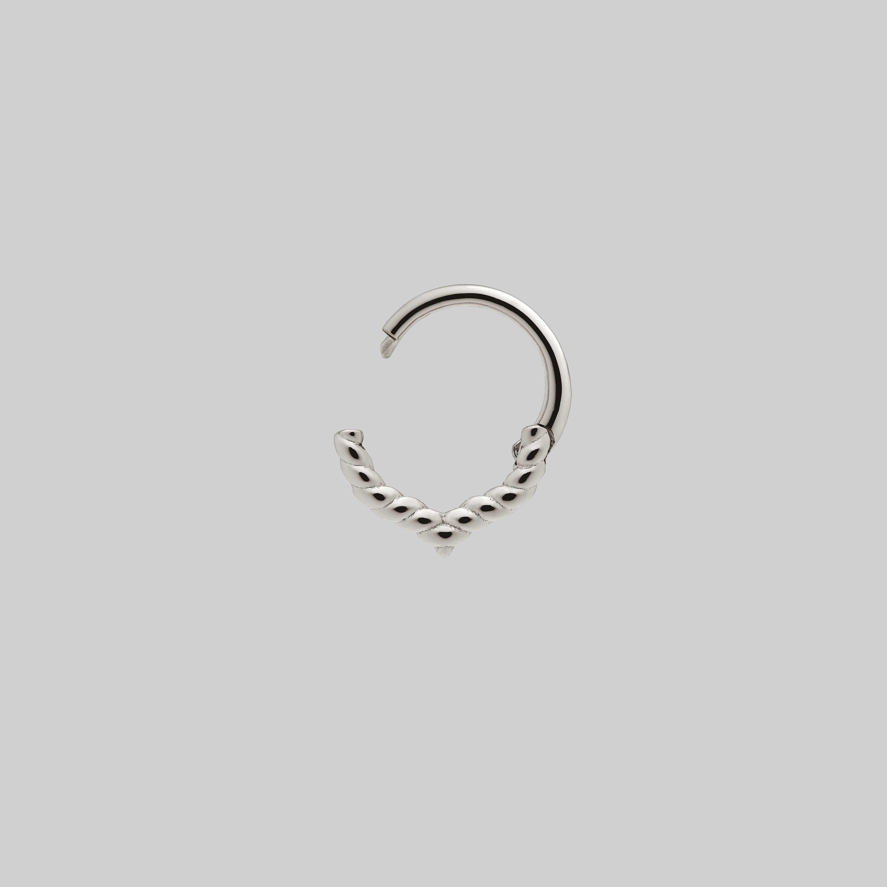 Silver twisted rope septum clicker ring
