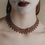 silver red gothic vintage inspired collar necklace