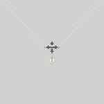 silver gothic pearl necklace 