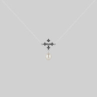 silver gothic pearl necklace 