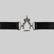 LENORE. Gothic Arch Window Satin Choker - Silver