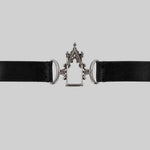 LENORE. Gothic Arch Window Satin Choker - Silver