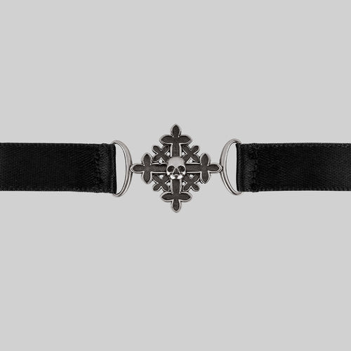 LENORE. Gothic Arch Window Satin Choker - Silver