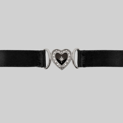 PIXI. Clawed Heart Gemstone Chain Choker - Silver