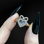 eye cubic zirconia heart dainty bow gold ring