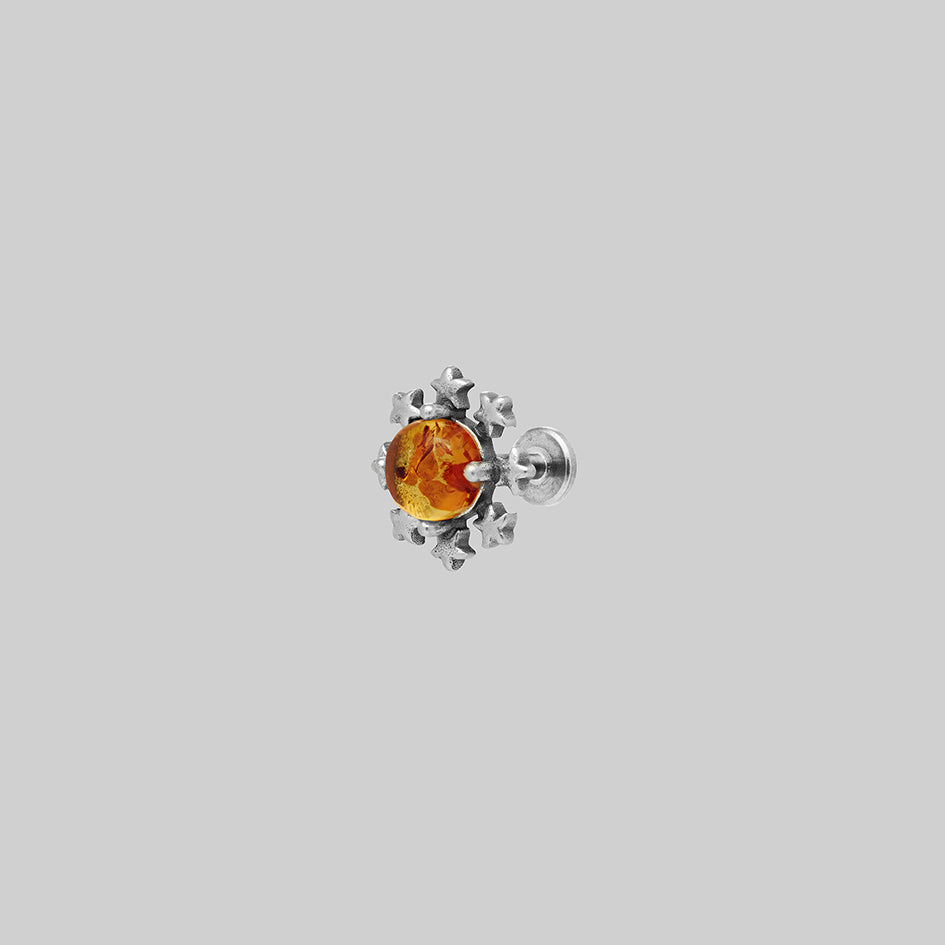 silver gothic amber sun ear stud tragus helix forward helix flat piercing