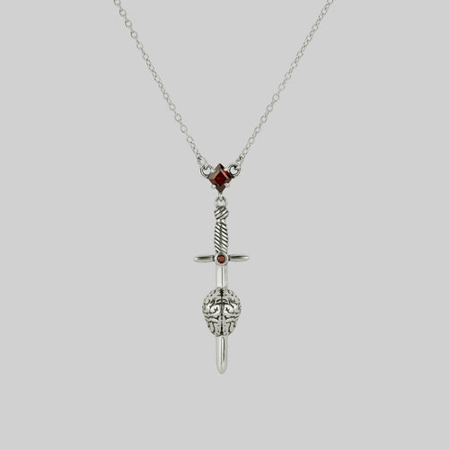 LEONA. Black Glass Droplet Necklace - Silver