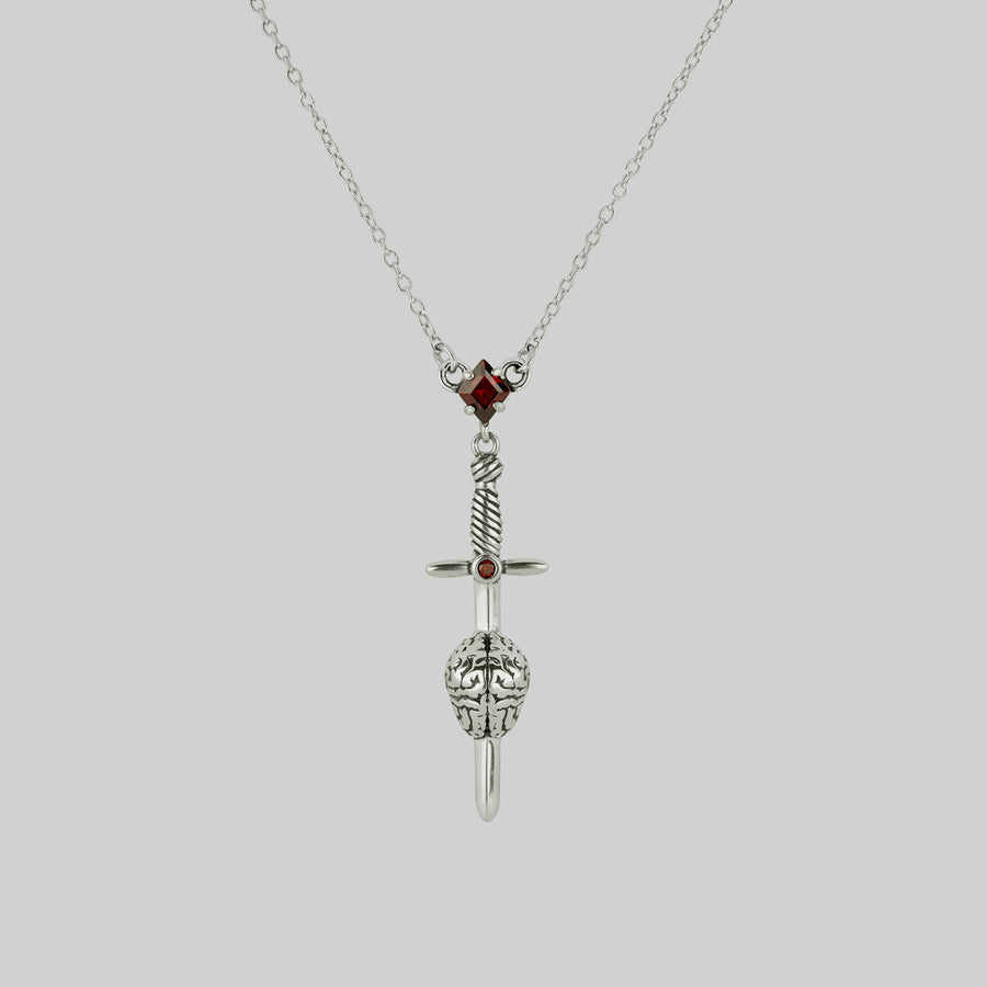 silver sword anatomical brain necklace