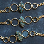 gold natural green gemstone chain choker