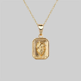 HEART KEEPER. Anatomical Heart Under Glass Necklace - Gold