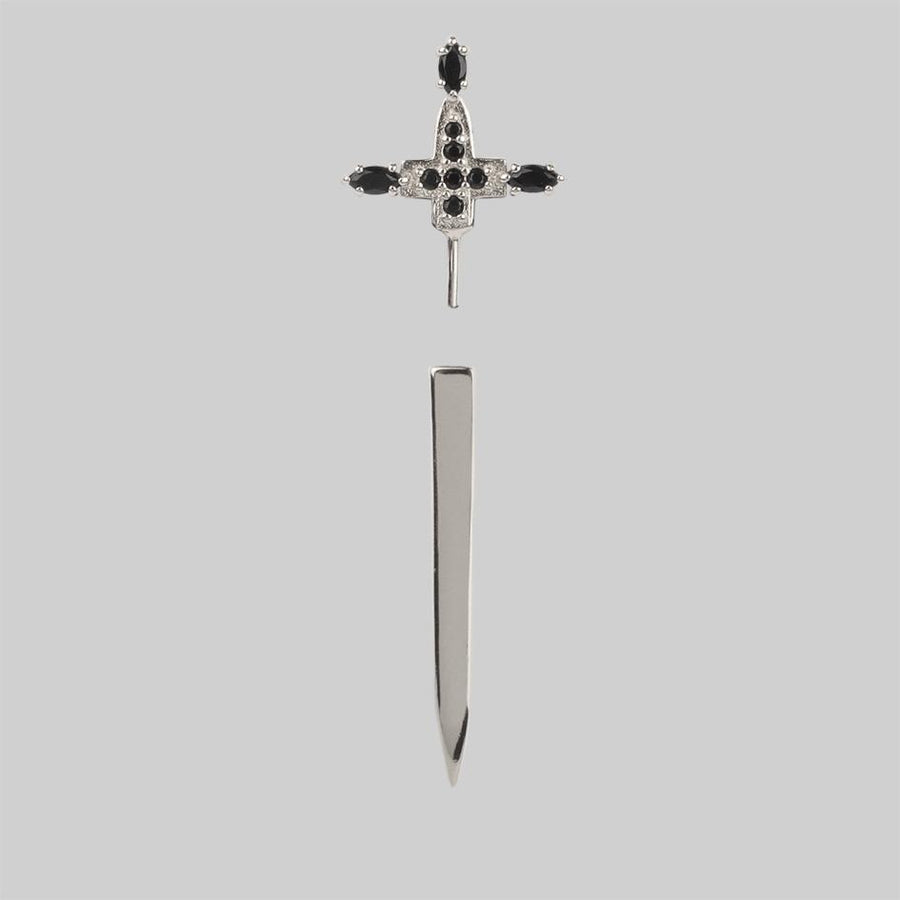 Single silver dagger earring