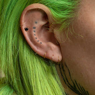 Black gemstone heart cartilage earring