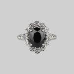 black gemstone flower ring 