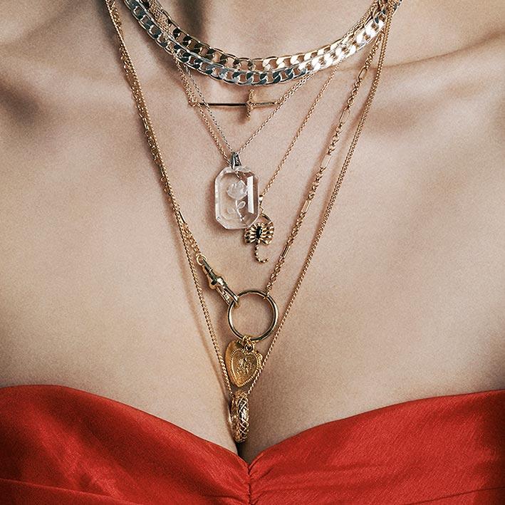 Gold layering charm necklaces