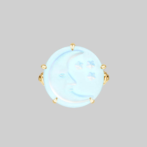 BLUE MOON. Crystal Moon & Stars Necklace - Gold