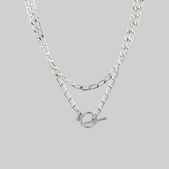 ETERNAL. Double Wrap T-Bar Necklace - Silver