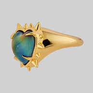 emo spiked heart mood stone ring