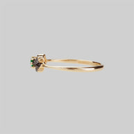 ENCHANTE. Green Quartz Gold Leaf Detailed Ring